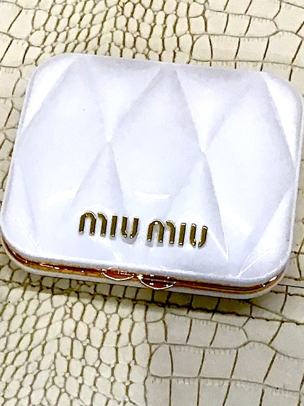 MIU MIU ~ Authentic White Compact Magnifying Dual-Sided Purse Mirror ~ NIB!